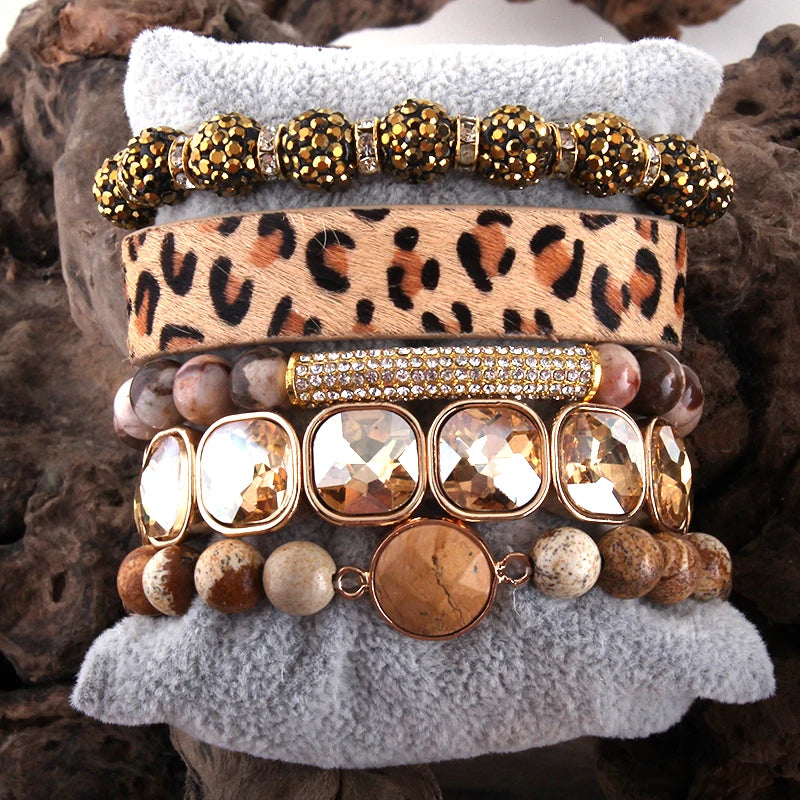 5pc Natural Stone Female Femme Bracelets Sets For Women Jewelry