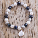 Boho Pearl Beaded Bracelet Stack - Freshwater Pearl Strand Set