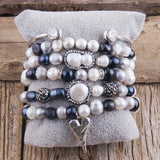 Boho Pearl Beaded Bracelet Stack - Freshwater Pearl Strand Set
