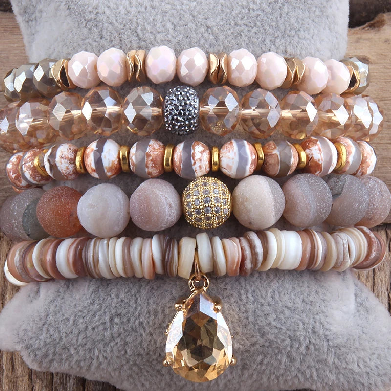 Boho Beaded Bracelet 5pc Stack Bangle Set Gift DropShip
