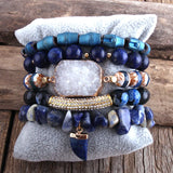 Boho Tiger Eye Stones Beaded Bracelet 5pc Sets For Women