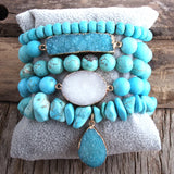 Boho Tiger Eye Stones Beaded Bracelet 5pc Sets For Women