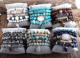 Boho Tiger Eye Stones Beaded Bracelet 5pc Sets For Women
