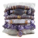 Boho Tiger Eye Stones Beaded Bracelet 5pc Sets For Women