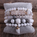 Boho Tiger Eye Stones Beaded Bracelet 5pc Sets For Women
