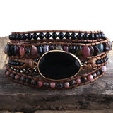 Boho Bracelet Natural Stones Charm 5 Strands Wrap Bracelets Women Gift