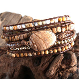 Boho Bracelet Natural Stones Charm 5 Strands Wrap Bracelets Women Gift