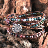 Boho Bracelet Natural Stones Charm 5 Strands Wrap Bracelets Women Gift