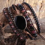 Boho Bracelet Natural Stones Charm 5 Strands Wrap Bracelets Women Gift