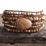 Boho Bracelet Natural Stones Charm 5 Strands Wrap Bracelets Women Gift