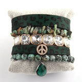 Peace Leopard Bracelet Set Natural Stone 5pc Wrap Bracelets for Women