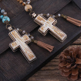 Bohemian Tassel Cross Necklace Women Gift