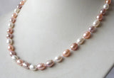 9mm Baroque Rice Pink Purple Freshwater Pearl Necklace