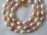 9mm Baroque Rice Pink Purple Freshwater Pearl Necklace