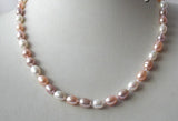 9mm Baroque Rice Pink Purple Freshwater Pearl Necklace