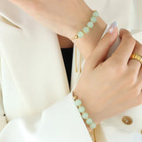 RHYSONG Stainless Steel 18K Plated PVD Women Adjustable Snake Chain Bracelet