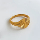 RHYSONG Stainless Steel 18K Plated Rings for Women Texture Carving