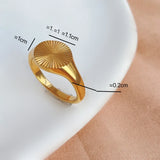 RHYSONG Stainless Steel 18K Plated Rings for Women Texture Carving