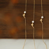 RHYSONG Dolphin Pendant Necklace Stainless Steel Chain Freshwater Pearl Charm