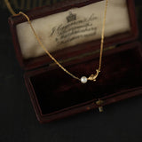 RHYSONG Dolphin Pendant Necklace Stainless Steel Chain Freshwater Pearl Charm
