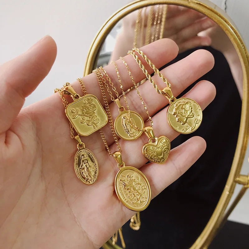 Vintage Stainless Steel Charm Pendant for Women Necklace Making