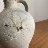 RHYSONG Vintage Lapis Lazuli Stone Necklace Stainless Steel Collar Jewelry
