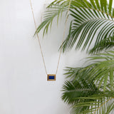 RHYSONG Vintage Lapis Lazuli Stone Necklace Stainless Steel Collar Jewelry
