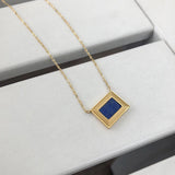 RHYSONG Vintage Lapis Lazuli Stone Necklace Stainless Steel Collar Jewelry