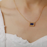 RHYSONG Vintage Lapis Lazuli Stone Necklace Stainless Steel Collar Jewelry