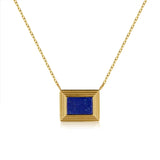 RHYSONG Vintage Lapis Lazuli Stone Necklace Stainless Steel Collar Jewelry