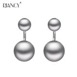 925 Silver Freshwater Double Pearl Earrings Wedding Jewelry