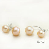 925 Silver Freshwater Double Pearl Earrings Wedding Jewelry