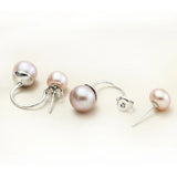 925 Silver Freshwater Double Pearl Earrings Wedding Jewelry