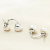 925 Silver Freshwater Double Pearl Earrings Wedding Jewelry