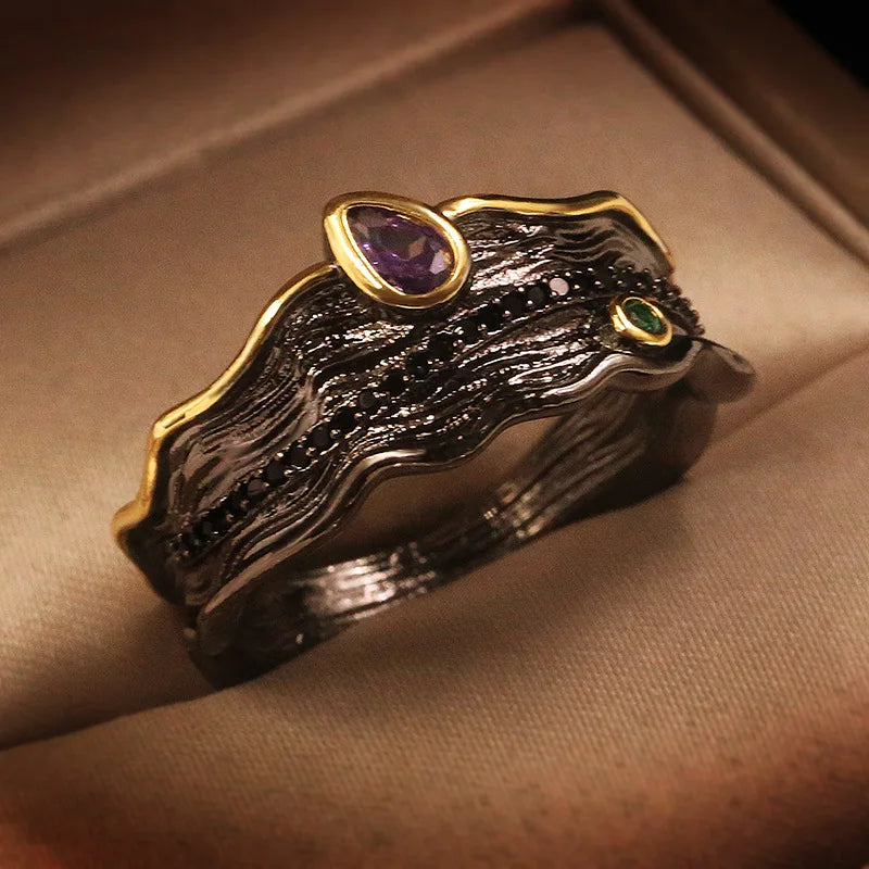 RICKI Vintage Italian Jewelry Exaggerated Wedding Rings for Women