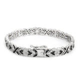 RICKI Vintage Punk Silver Heart Cuban Link Chain Bracelet Men Bangle LT002