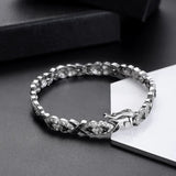 RICKI Vintage Punk Silver Heart Cuban Link Chain Bracelet Men Bangle LT002