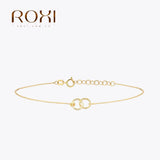RIXO 925 Sterling Silver Double Loop Clasp Bracelet Statement Jewelry