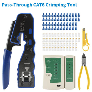 RJ45 Pass Through Crimping Tool for Cat6/5e/5 Stripping Cutting