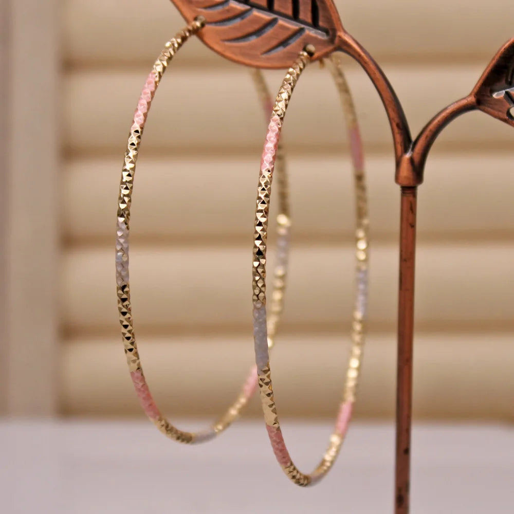 Pink Hoop Earrings Wedding Anniversary Gift