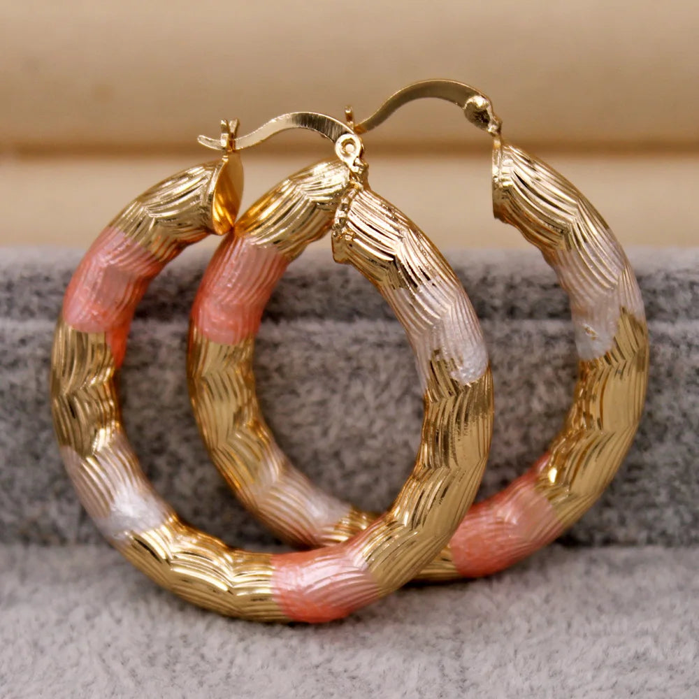 Pink Hoop Earrings Wedding Anniversary Gift