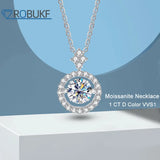 1CT Moissanite Pendant Necklace 925 Sterling Silver Sparkling Jewelry