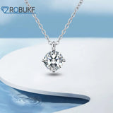 2CT Moissanite Pendant Necklace 925 Sterling Silver D Platinum Collares
