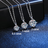 2CT Moissanite Pendant Necklace 925 Sterling Silver D Platinum Collares
