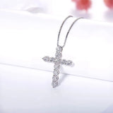 5mm 5.5ct Cross Pendant Necklace D VVS1 Moissanite Diamond 925 Sterling Silver