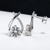 1CT D Moissanite Stud Earrings 925 Silver Women's Wedding Jewelry