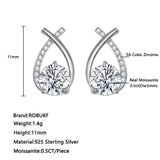 1CT D Moissanite Stud Earrings 925 Silver Women's Wedding Jewelry