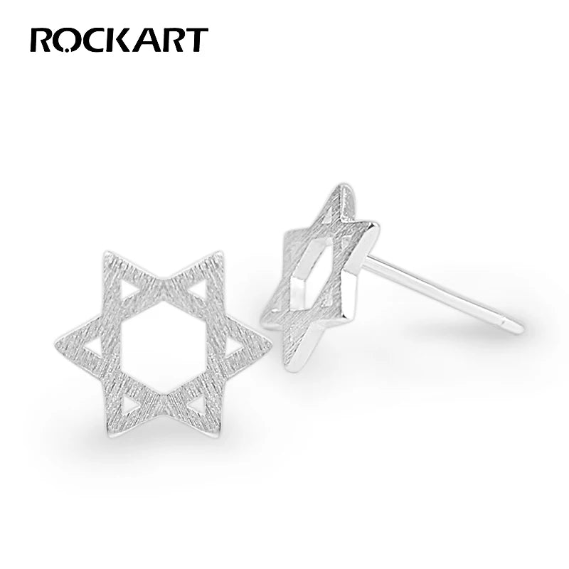 925 Silver David Star Stud Earrings Classic Style Unisex