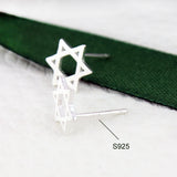 925 Silver David Star Stud Earrings Classic Style Unisex