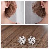 Silver Snowflake Stud Earrings Casual Classic Jewelry Gift